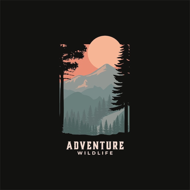 landscape outdoor vector template. creative nature graphic print shirt illustration