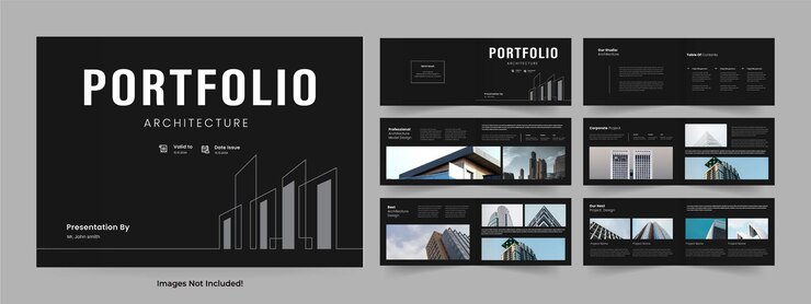 Vector landscape portfolio layout real estate portfolio template interior portfolio