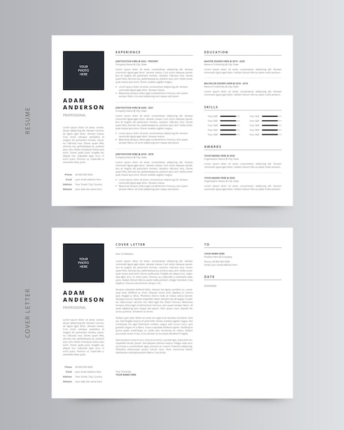 Landscape Resume or CV and Cover Letter Template