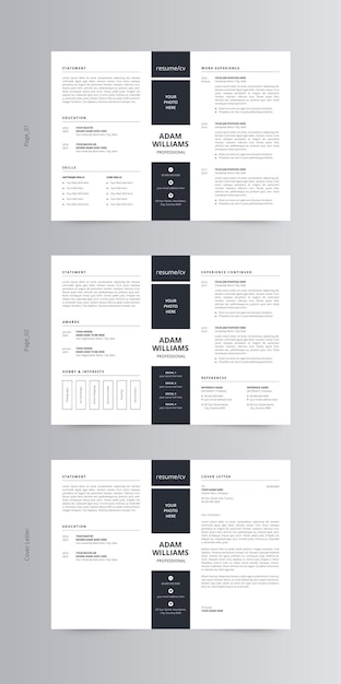 Landscape Resume or CV and Cover Letter Template