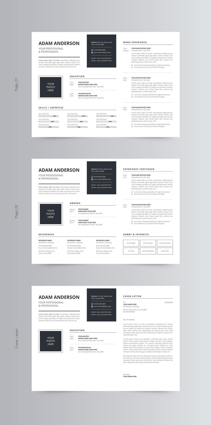 Vector landscape resume or cv and cover letter template