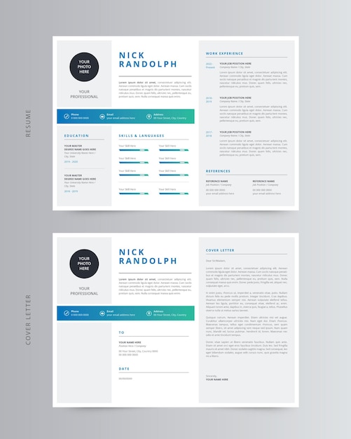 Landscape Resume or CV and Cover Letter Template