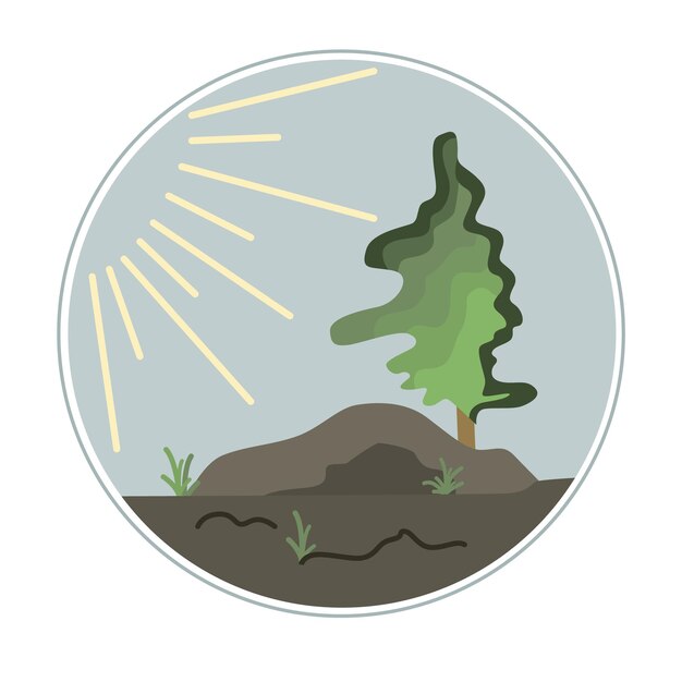 Vector landscape round emblem