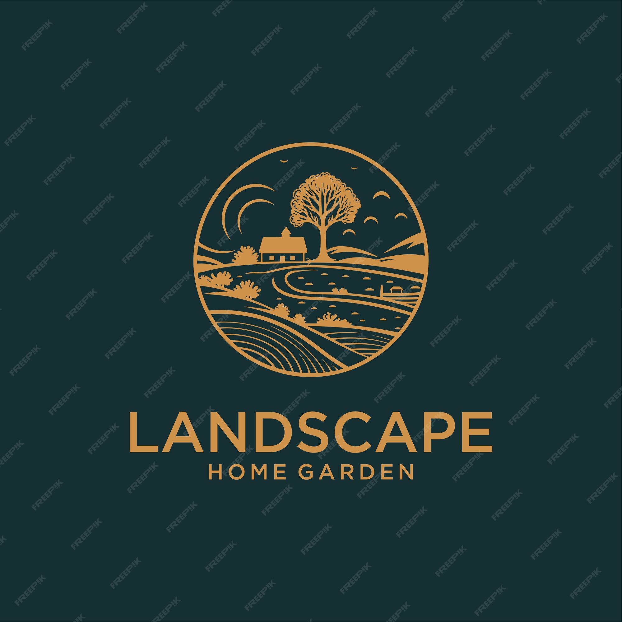 Premium Vector | Landscape rural home garden logo design template