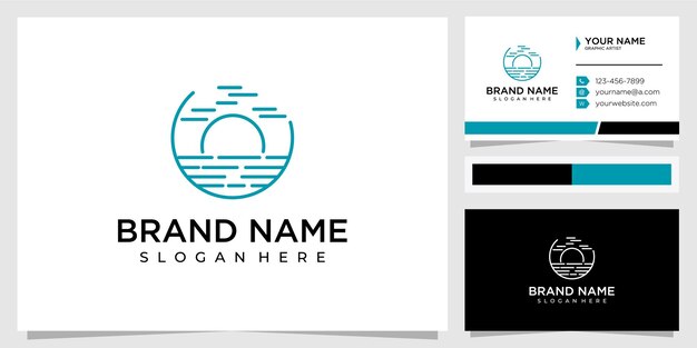 Landscape sea and sun logo design inspiration