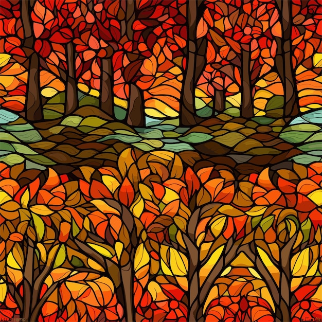 Paesaggio in vetro colorato sfondo natura design
