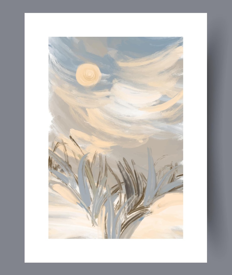 Vector landscape summer mornings nature wall art print