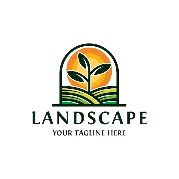 Vector landscape sun plant logo