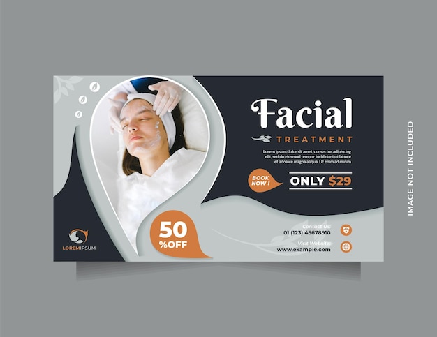 Vector landscape template design social media and banner to promote facial beauty clinic center