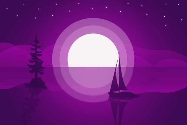 美しい紫色の湖でアマルガムの雰囲気を風景