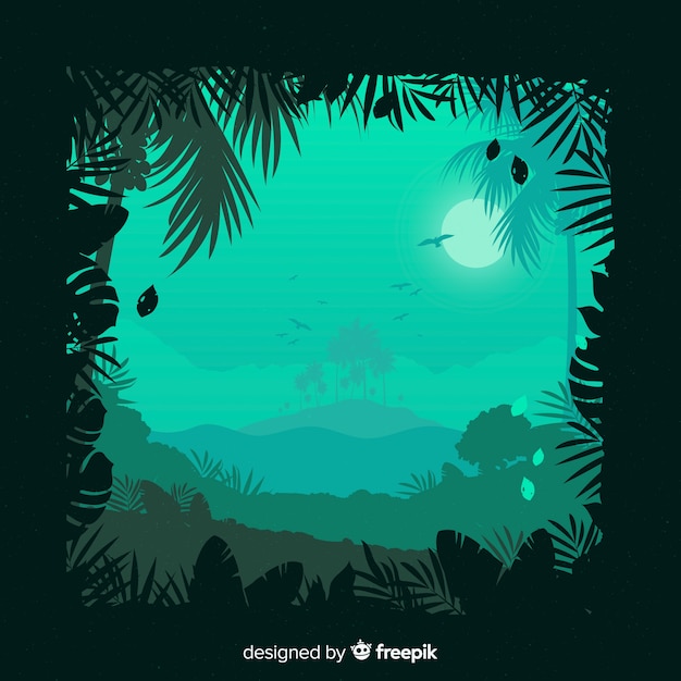 Vector landscape tropical forest background