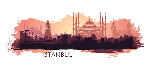 Landscape of the Turkish city of Istanbul Abstract skyline with the main attractions