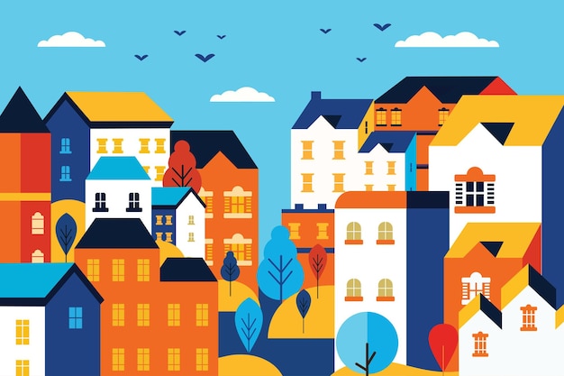 Landscape urban city flat design illustration