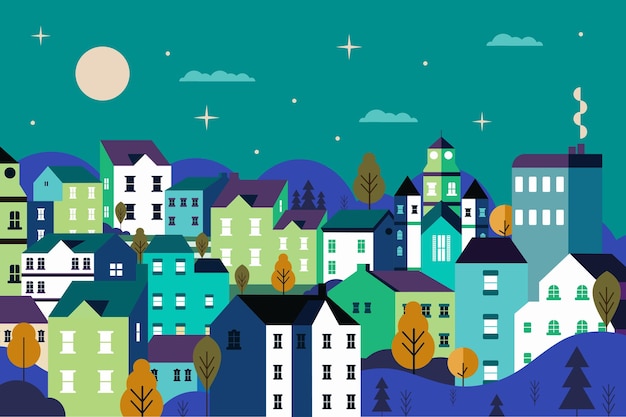 Landscape urban city flat design