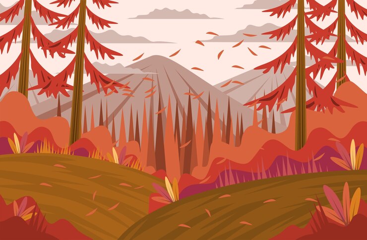 Vector landscape vector wallpaper spring or autumn background