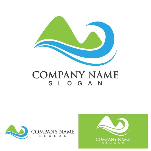 Landscape wave and Mountain icon Logo