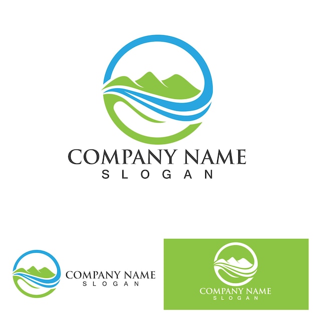 Landscape wave and Mountain icon Logo