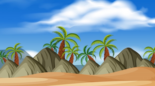   of landscape with hills on the beach