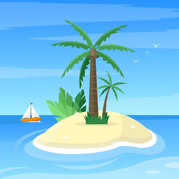 landscape with an island and a sailboat in the ocean vacation holidays on the island tourism