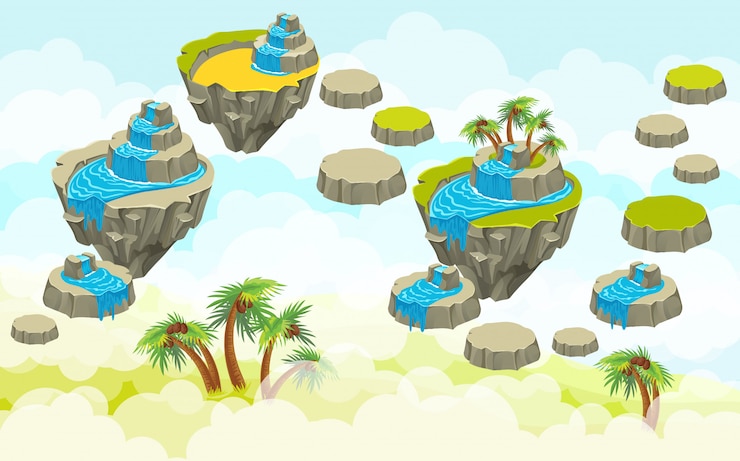 Vector landscape with islands.