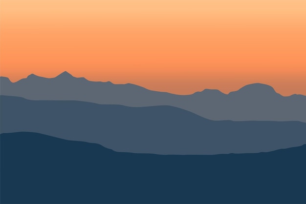 山のある風景平らなスタイルのベクトルイラスト