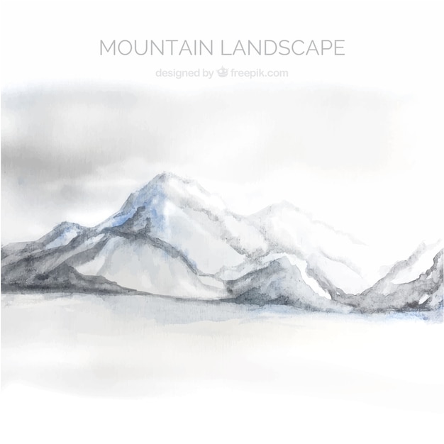 Vector landscape with mountains, watercolors