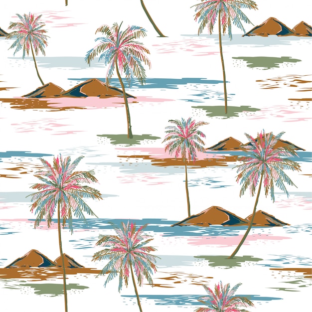 Vector landscape with palm trees