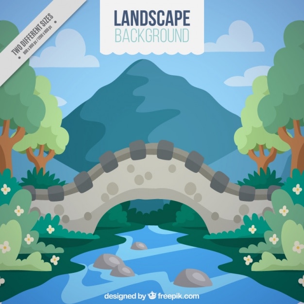 Vector landscape with river in flat style