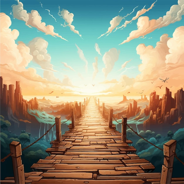 A landscape with a river and mountains game background