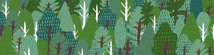 Vector landscape with trees in forest summer garden texture banner design. protection and preservation environment. earth day. abstract pattern with green nature  tree. flat vector cartoon illustration