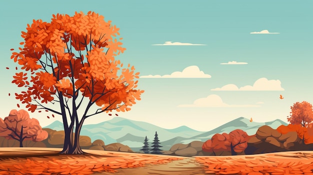 Vector a landscape with trees and mountains in the background