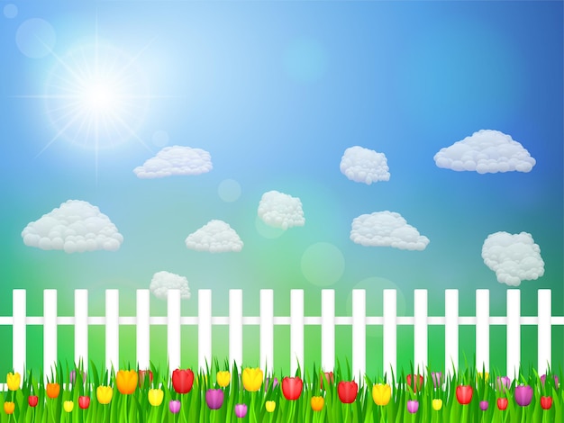 Vector landscape with tulips