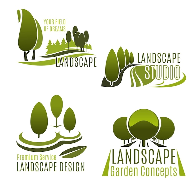 Vector landscaping company and gardening service icon