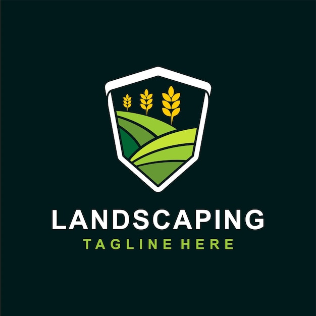 Premium Vector | Landscaping logo with emblem concept