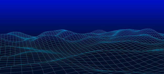 landscaping of mountains abstract 3d wireframe cyberspace mesh vector illustration