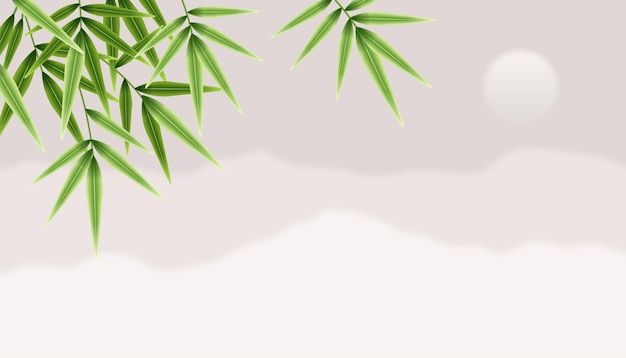Landschap met bamboe Groene bamboe bladeren Chinese banner concept design