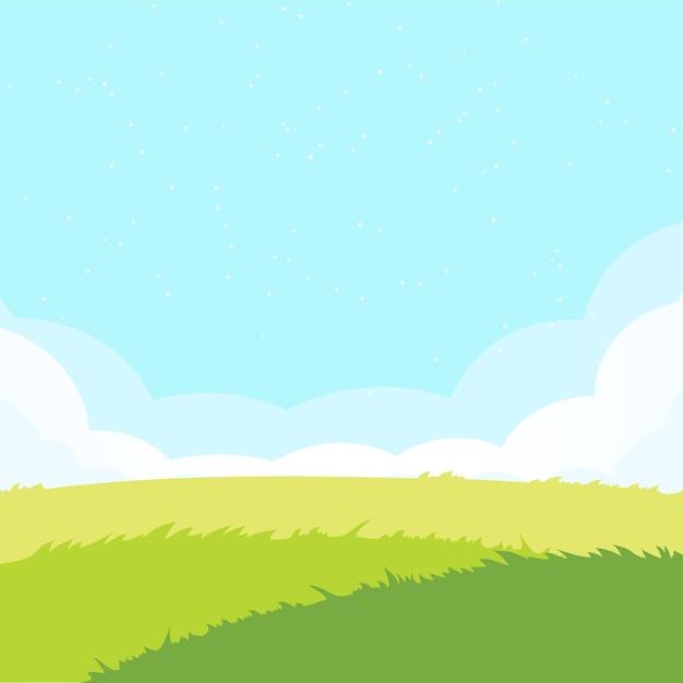 Landschapsachtergrond met groen gras en blauwe lucht
