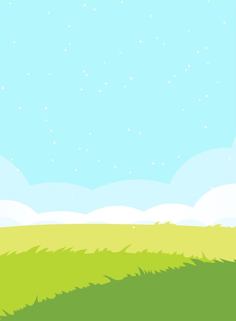 Landschapsachtergrond met groen gras en blauwe lucht