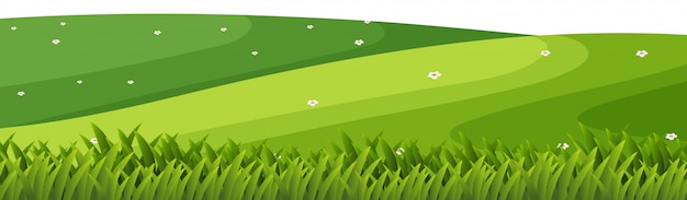 Landschapsachtergrond met groen gras op heuvels