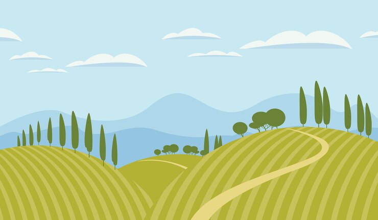 Vector landschapsbanner met groene heuvels