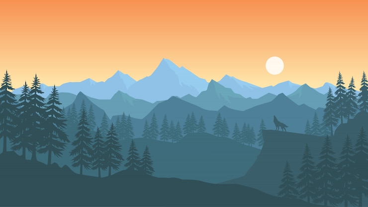 Vector landschapsbehang in plat ontwerp