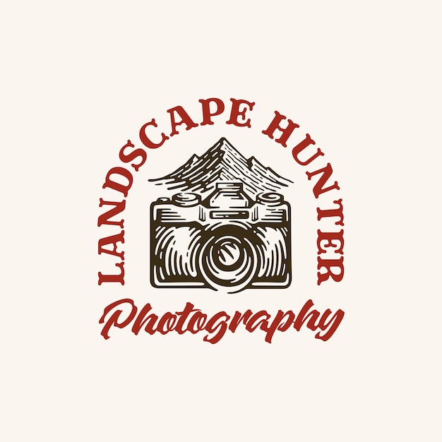 Landschapsfotografie logo-inspiratie in vintage stijl