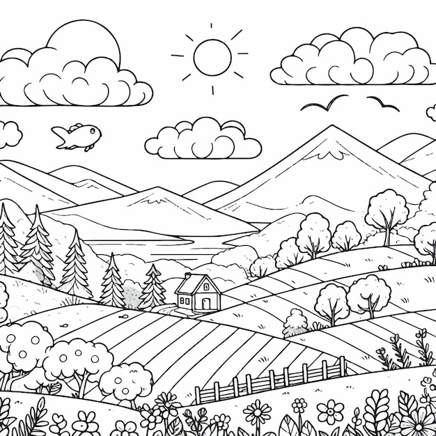 Landschapskleurboek voor kinderen