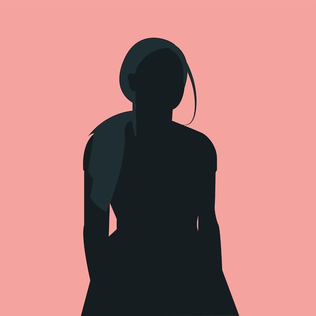 Lang haar zwarte vrouw silhouet vectorillustratie