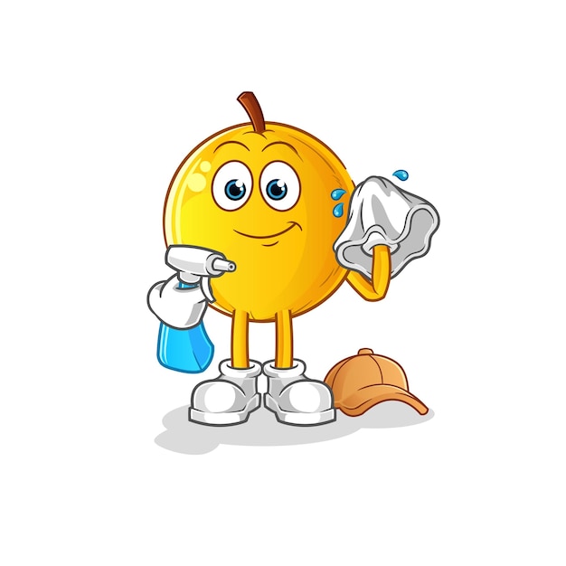 Langsat fruit cleaner vector cartoon character