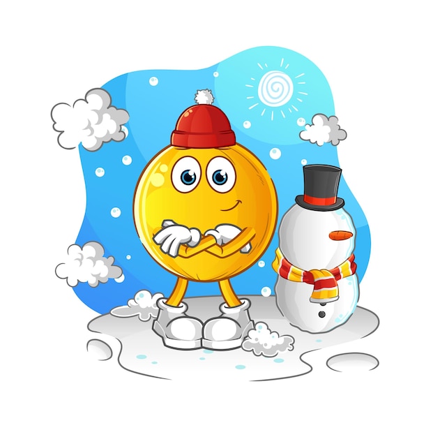 Langsat fruit in cold winter character cartoon mascot vector