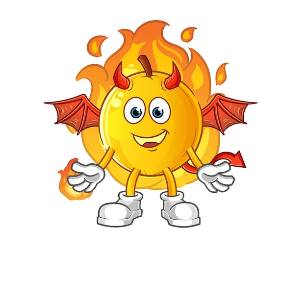 Langsat fruit demon with wings character cartoon mascot vector