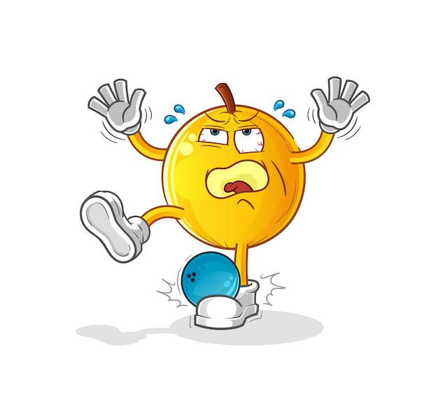 Langsat fruit hiten by bowling cartoon. cartoon mascot vector