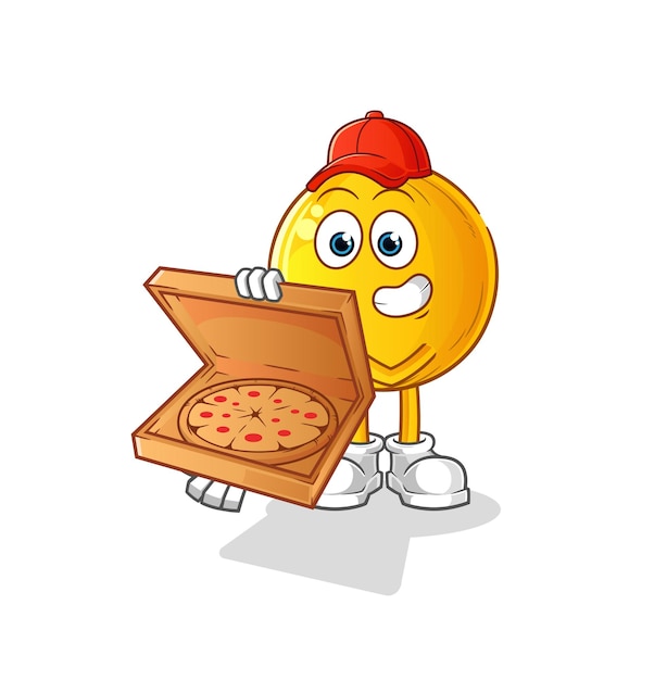 Langsat fruit pizza bezorger vector stripfiguur