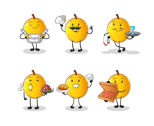 langsat fruit restaurant group character. cartoon mascot vector